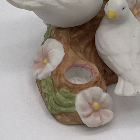 Vintage Avon 1985 Dove Pair On Flowered Branch Porcelain Candle Holder Figurine - Picture 9 of 12
